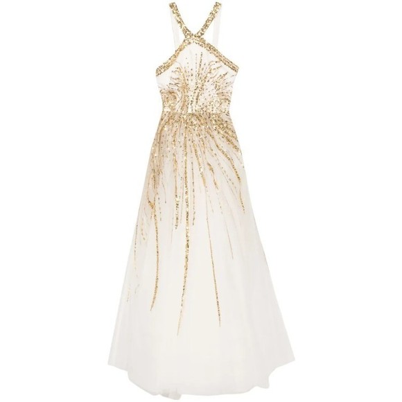 Saiid Kobeisy Tulle Beaded Dress With Halter Neckline - NWT -  threedaughtersproperties.com